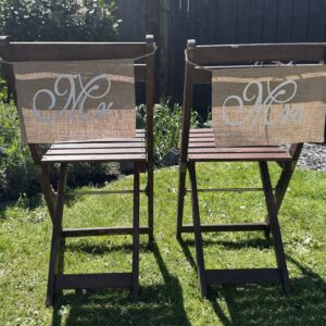 Stuhldeko - Mrs & mr eckig Jute