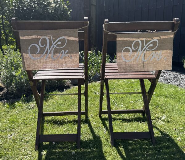 Stuhldeko - Mrs & mr eckig Jute