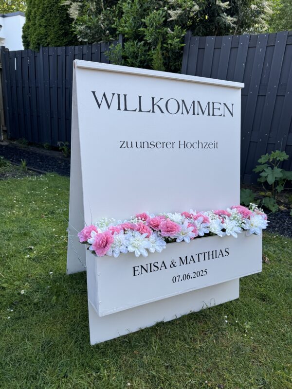 Willkommensschild mit Blumenkasten inkl. Personalisierung – Bild 2